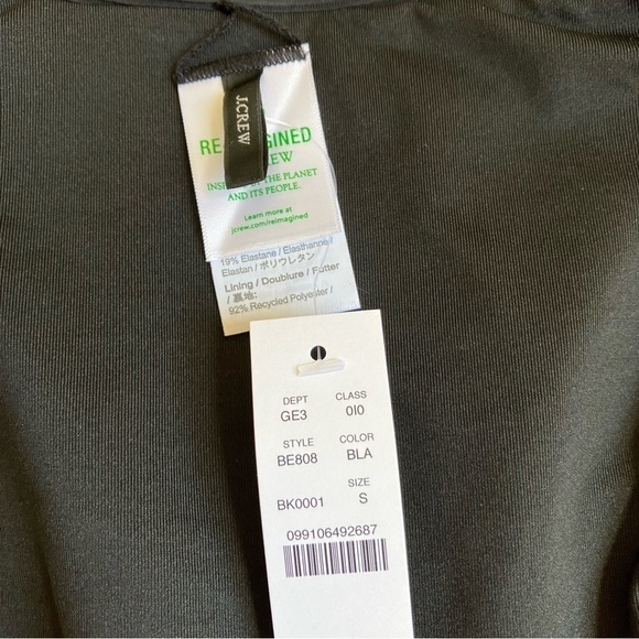 NWT J. Crew Ribbed High Rise Cheeky Bikini Bottom Black Retro 80s Style Sz S - Picture 12 of 14